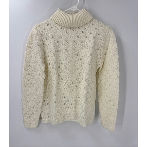 Ship’n shore vintage open cable knit turtleneck ivory sweater S/M - Picture 1 of 9
